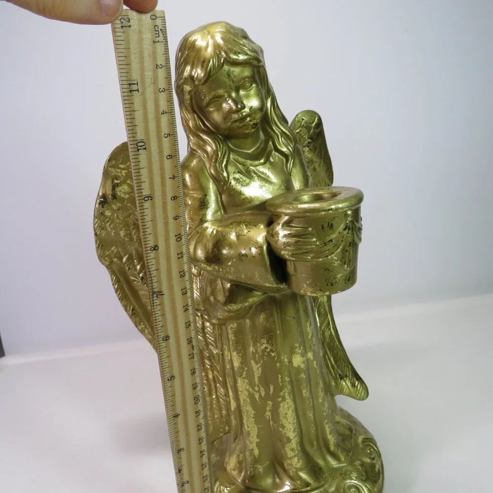 Gold Foil Ceramic Angel with candle holder 12